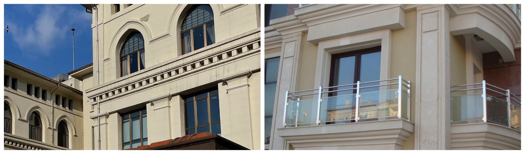 молдинги на стене здания